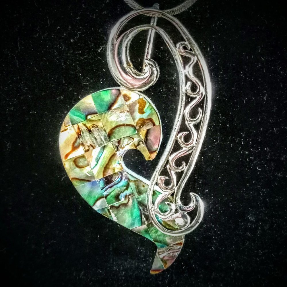 Handcrafted Abalone Shell & Silver Pendant - image 2